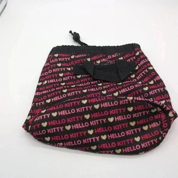 Hello Kitty Drawstring Feed sack Bag pink and black - Picture 2 of 5
